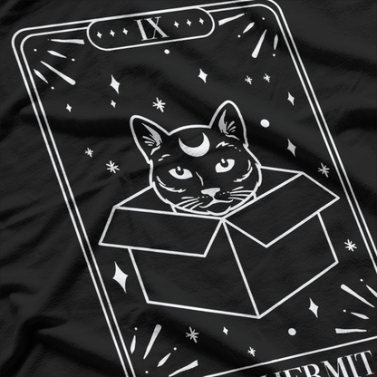 Cat Hermit Tarot Card - Witchy Astrology and Occult Cat Lover T-Shirt