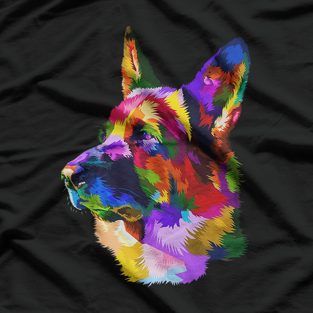 Colorful German Shepherd Artistic Dog Breed Pet Lover T-Shirt