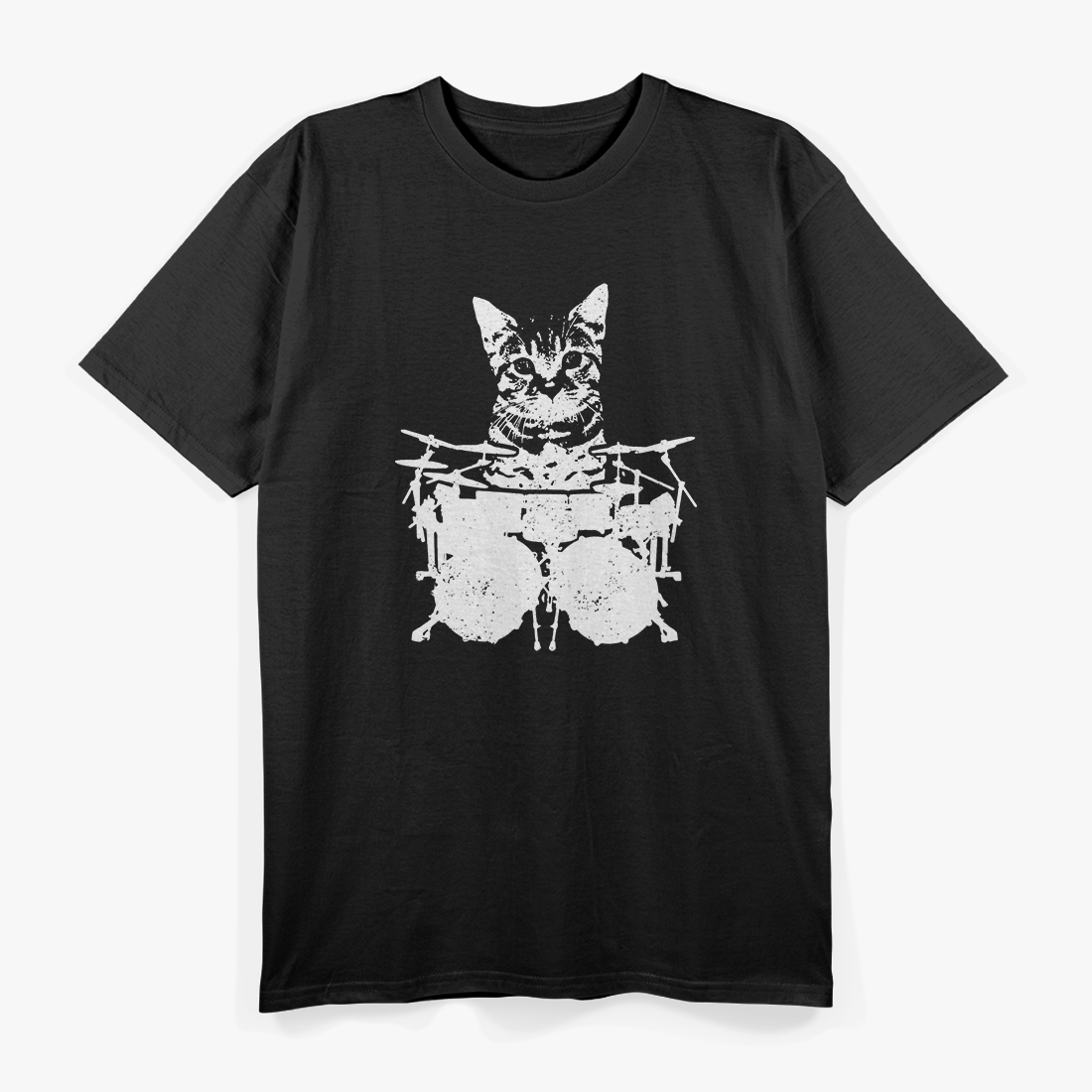 Drummer Cat - Funny Rock & Roll Kitten Playing Drums T-Shirt