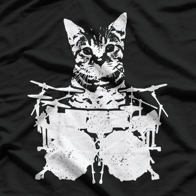 Drummer Cat - Funny Rock & Roll Kitten Playing Drums T-Shirt