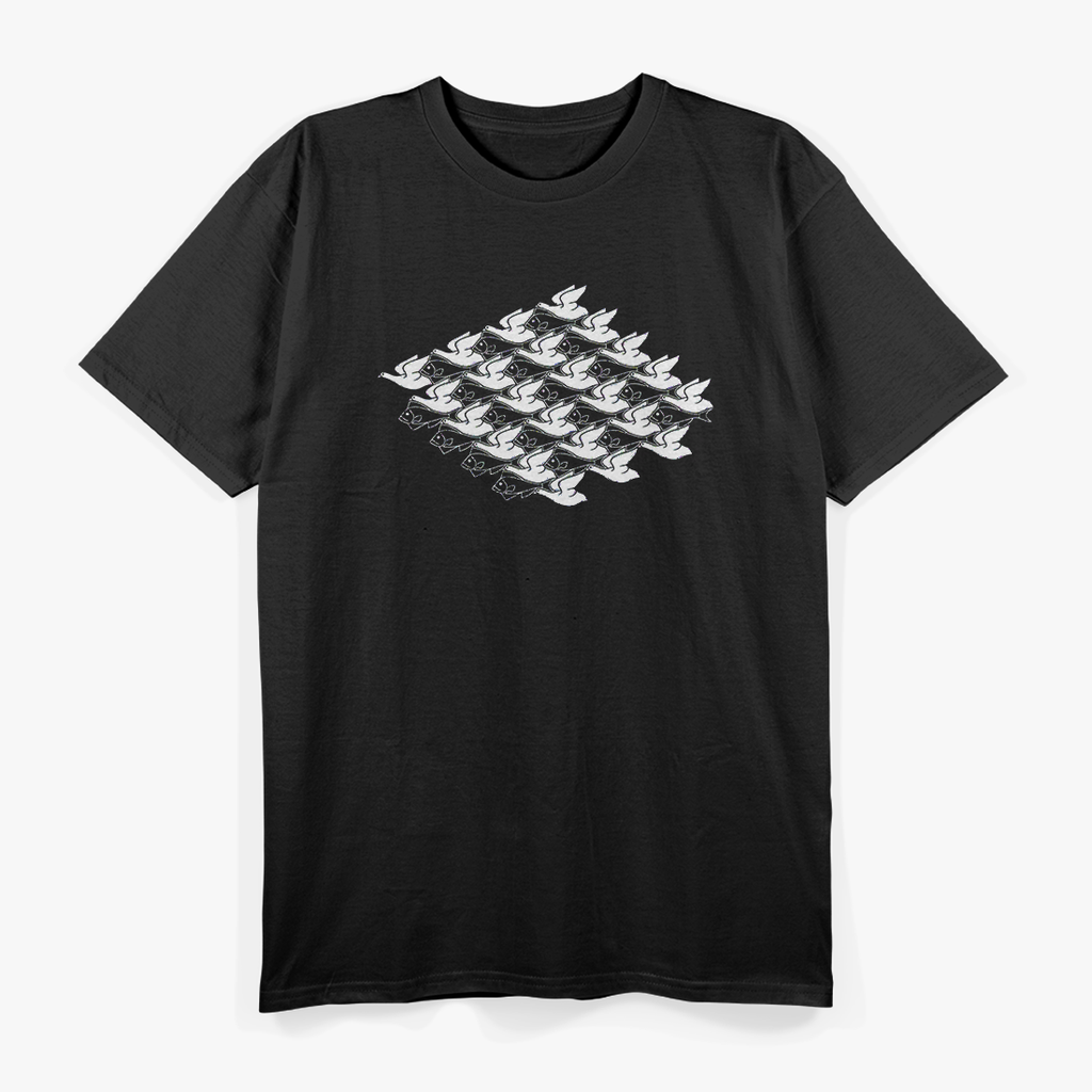 Fish Swan Lake Optical Illusion Artistic Design T-Shirt