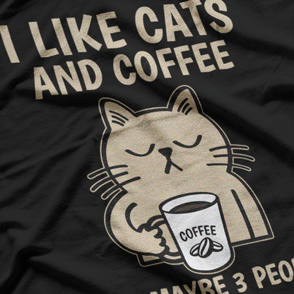 I Like Cats, Coffee, and Maybe 3 People – Funny Cat Lover T-Shirt