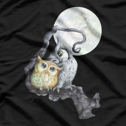 Owls in Love Under Moonlight Romantic T-Shirt