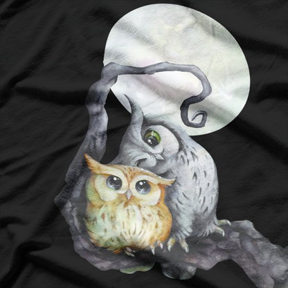 Owls in Love Under Moonlight Romantic T-Shirt