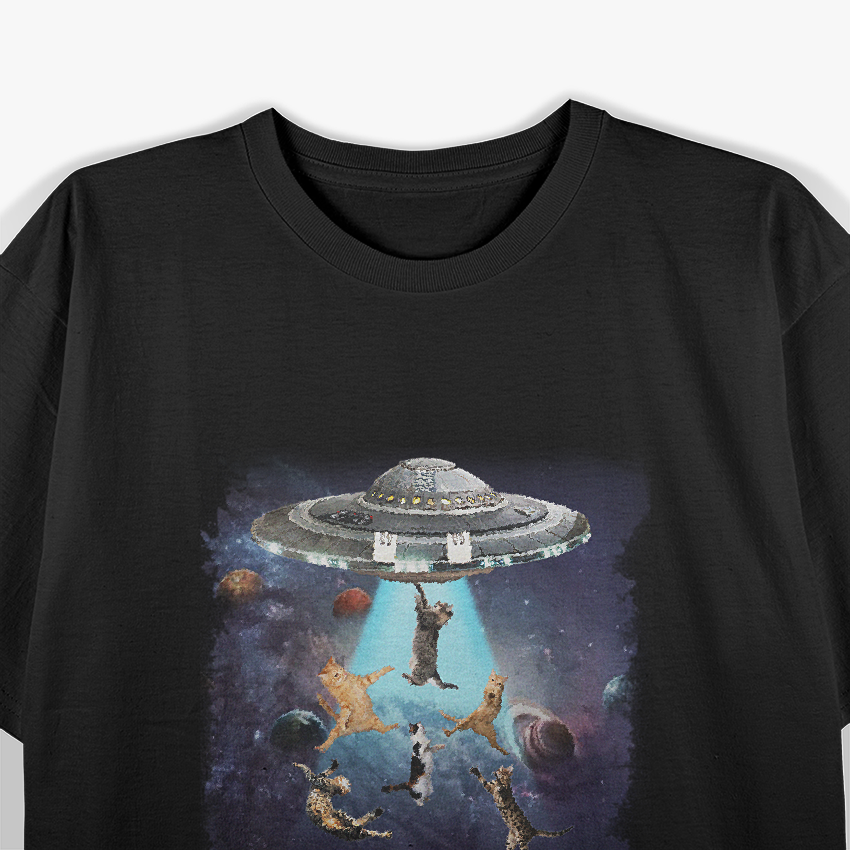 Space Cat UFO Galaxy – Funny Alien Kitten Lover Meme Retro T-Shirt