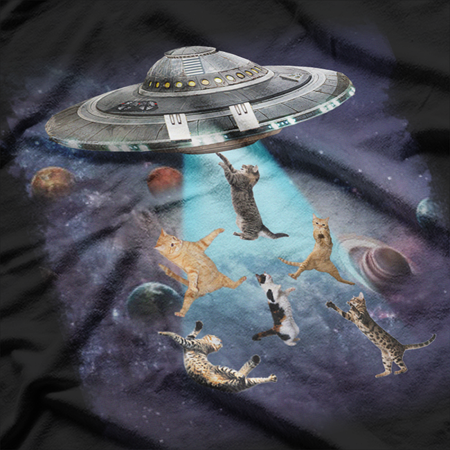 Space Cat UFO Galaxy – Funny Alien Kitten Lover Meme Retro T-Shirt