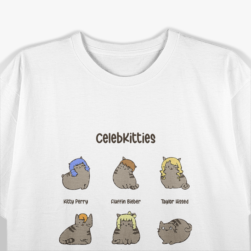Celeb Kitties Funny Famous Cats Pop Culture Parody T-Shirt