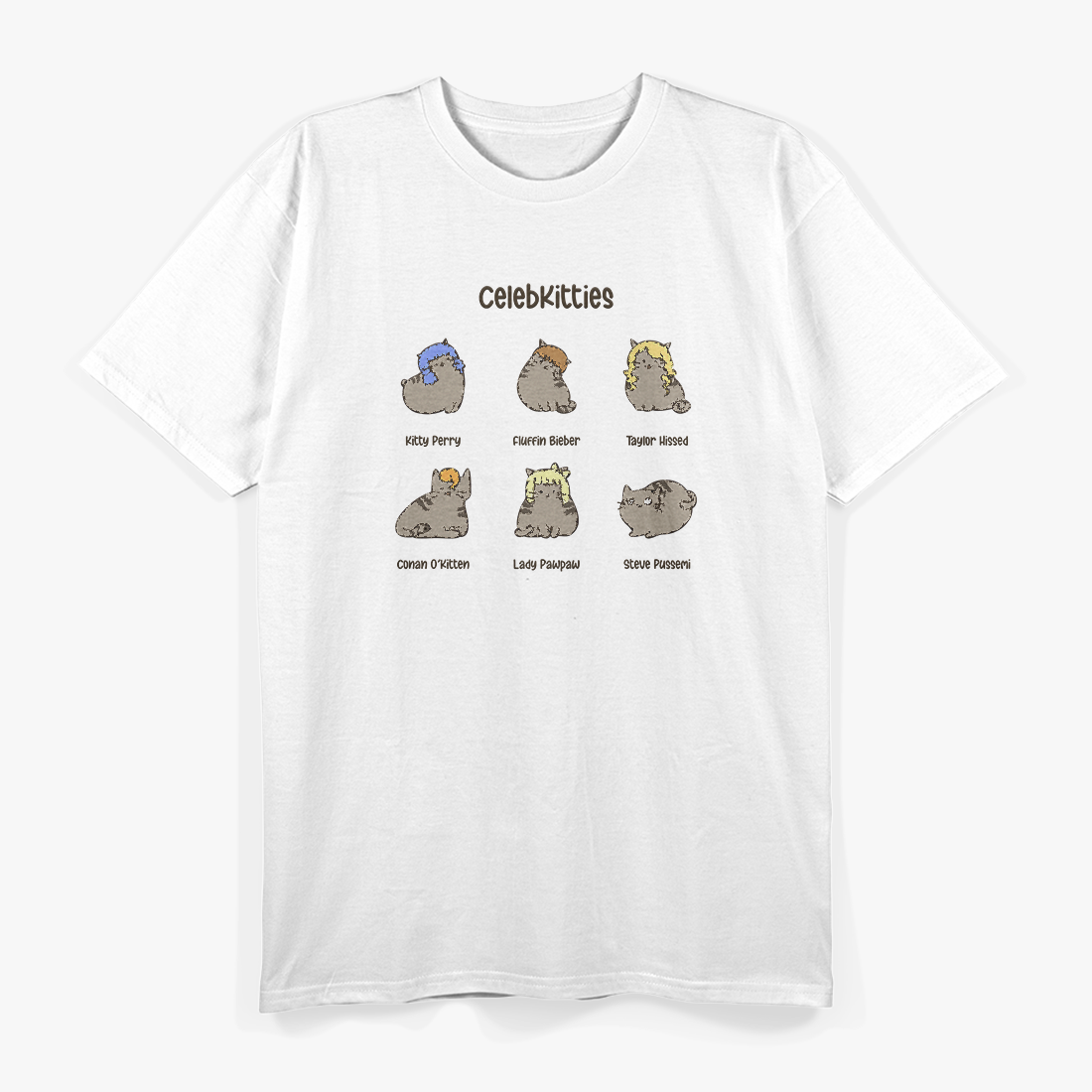 Celeb Kitties Funny Famous Cats Pop Culture Parody T-Shirt