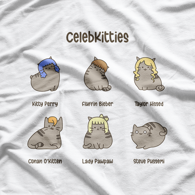 Celeb Kitties Funny Famous Cats Pop Culture Parody T-Shirt
