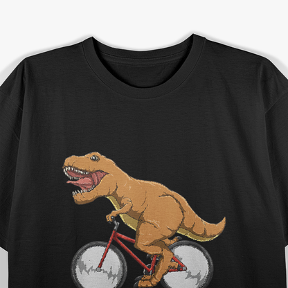 Cycling Dinosaur Fun Prehistoric Graphic Design T-Shirt