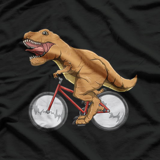 Cycling Dinosaur Fun Prehistoric Graphic Design T-Shirt