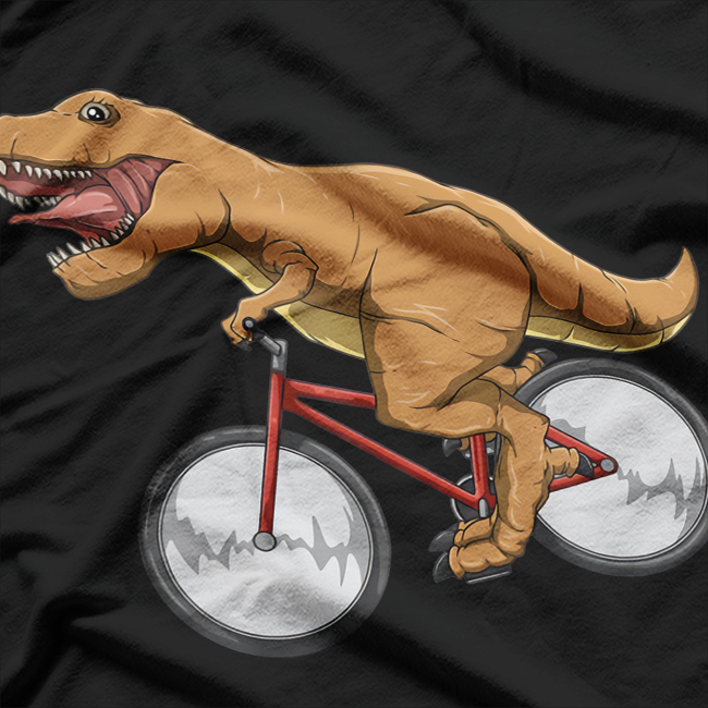 Cycling Dinosaur Fun Prehistoric Graphic Design T-Shirt