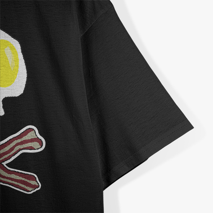 Bacon and Egg Skull Crossbones - A Deadly Delicious Breakfast T-Shirt