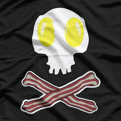 Bacon and Egg Skull Crossbones - A Deadly Delicious Breakfast T-Shirt