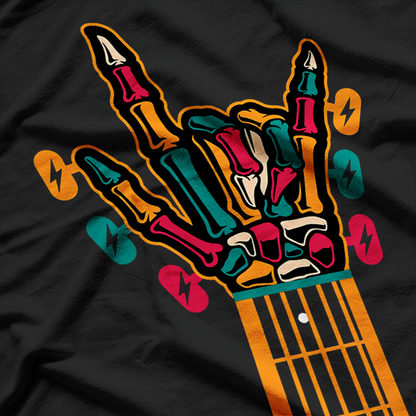 Colorful Guitar Hand Gesture - Skeleton Guitar T-Shirt