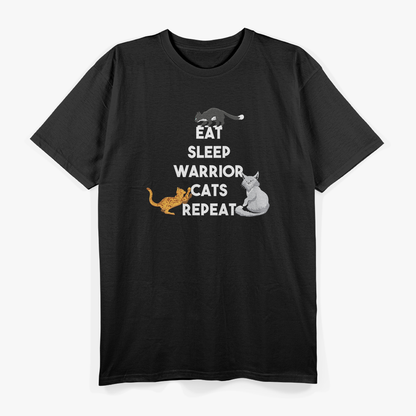 Eat Sleep Warrior Cats Repeat Funny Cat Lover Kitty Meme T-Shirt