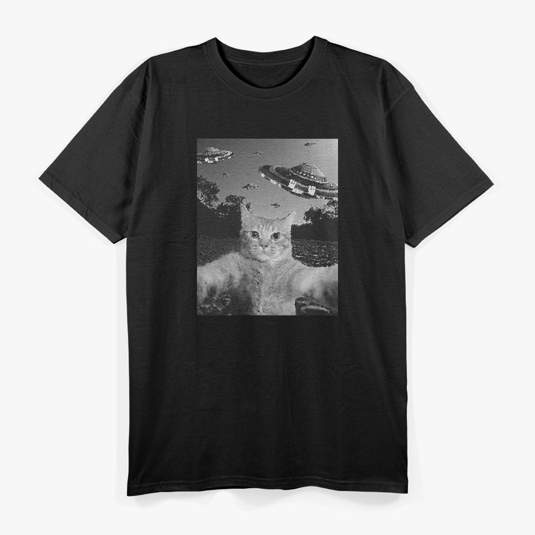 Funny Cat Selfie UFO Abduction – Alien Meme Cute Space Kitten T-Shirt