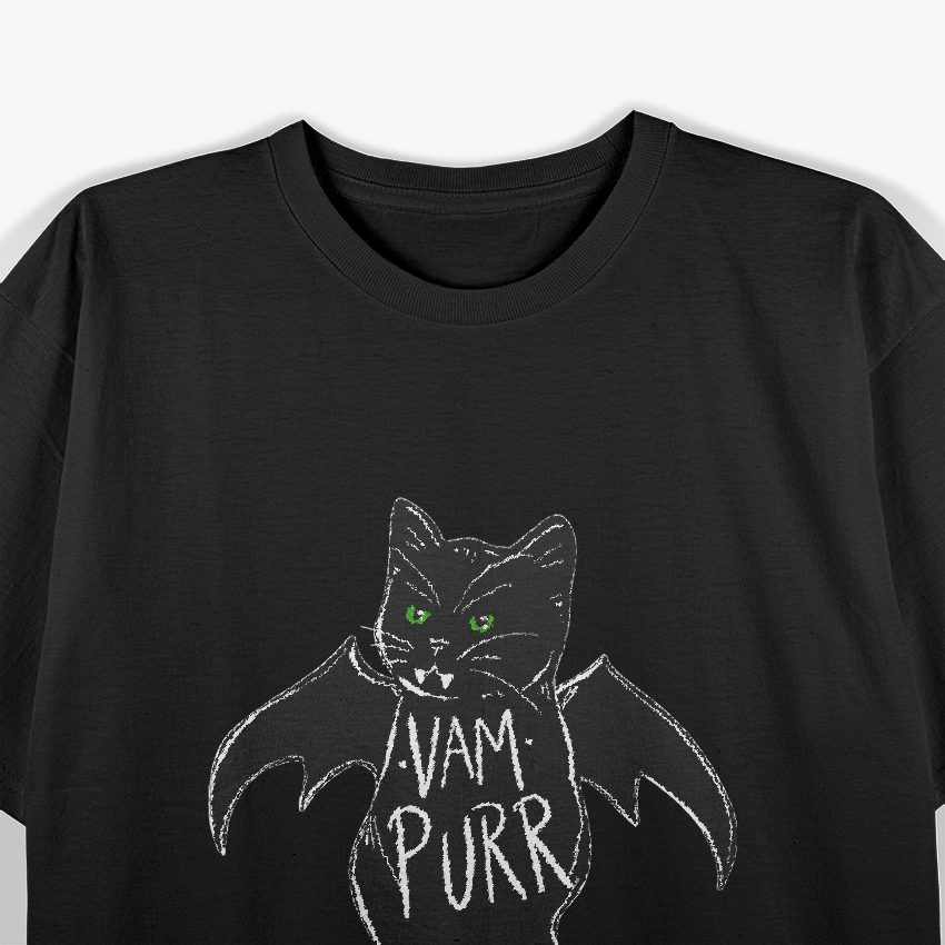 Vampurr Stay Spooky - Cute and Funny Black Cat Halloween T-Shirt