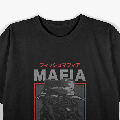 Vintage Mafia Fish Cat Retro Gangster Animal Art T-Shirt