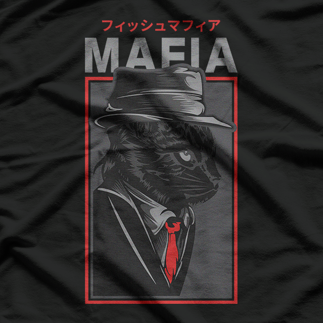 Vintage Mafia Fish Cat Retro Gangster Animal Art T-Shirt