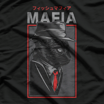 Vintage Mafia Fish Cat Retro Gangster Animal Art T-Shirt