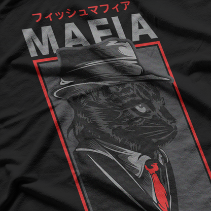Vintage Mafia Fish Cat Retro Gangster Animal Art T-Shirt