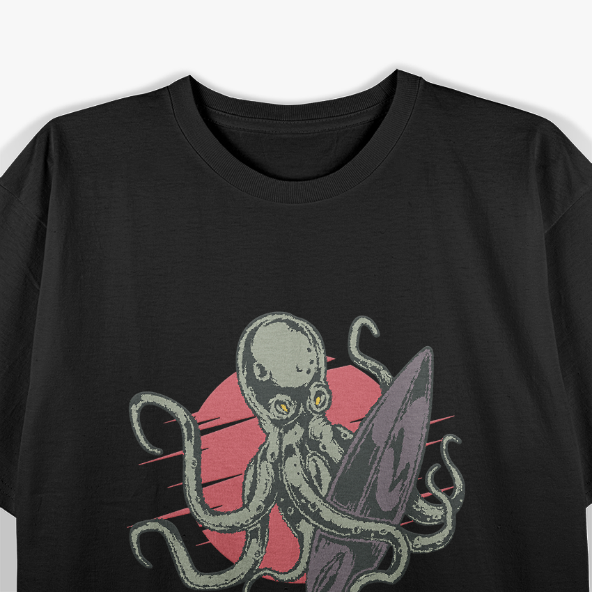 Surfing Octopus Funny Ocean Lover T-Shirt