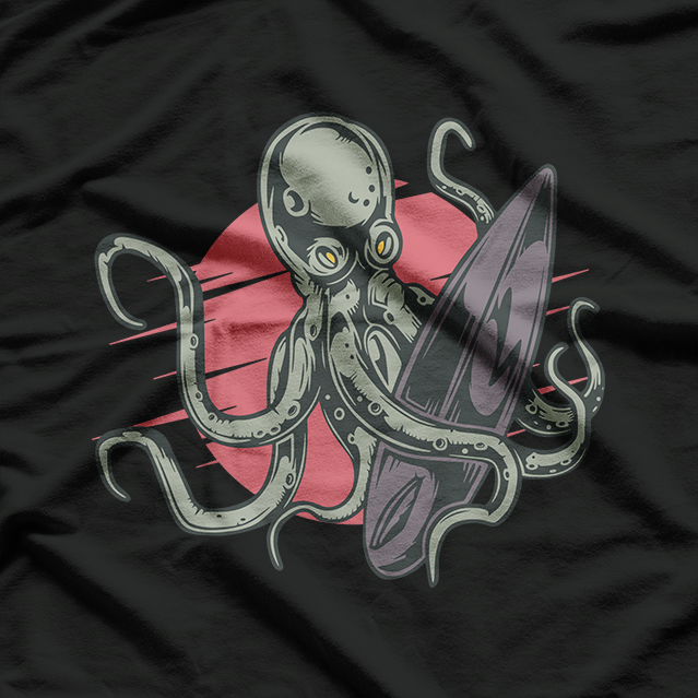 Surfing Octopus Funny Ocean Lover T-Shirt