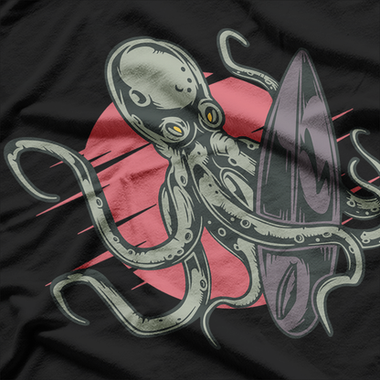 Surfing Octopus Funny Ocean Lover T-Shirt