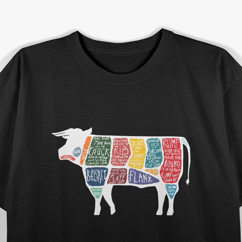 Butcher Cow Diagram Vintage Meat Lover T-Shirt