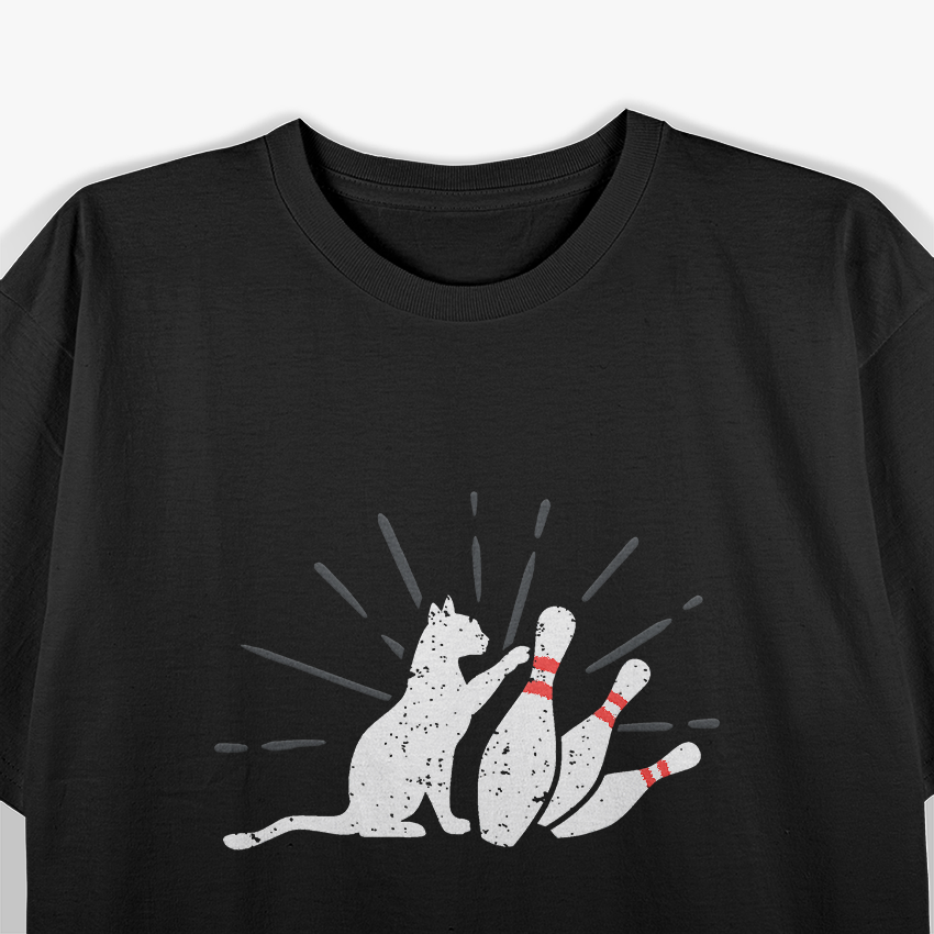 Funny Cat Bowling Pins Hilarious Pet Lover Humor T-Shirt