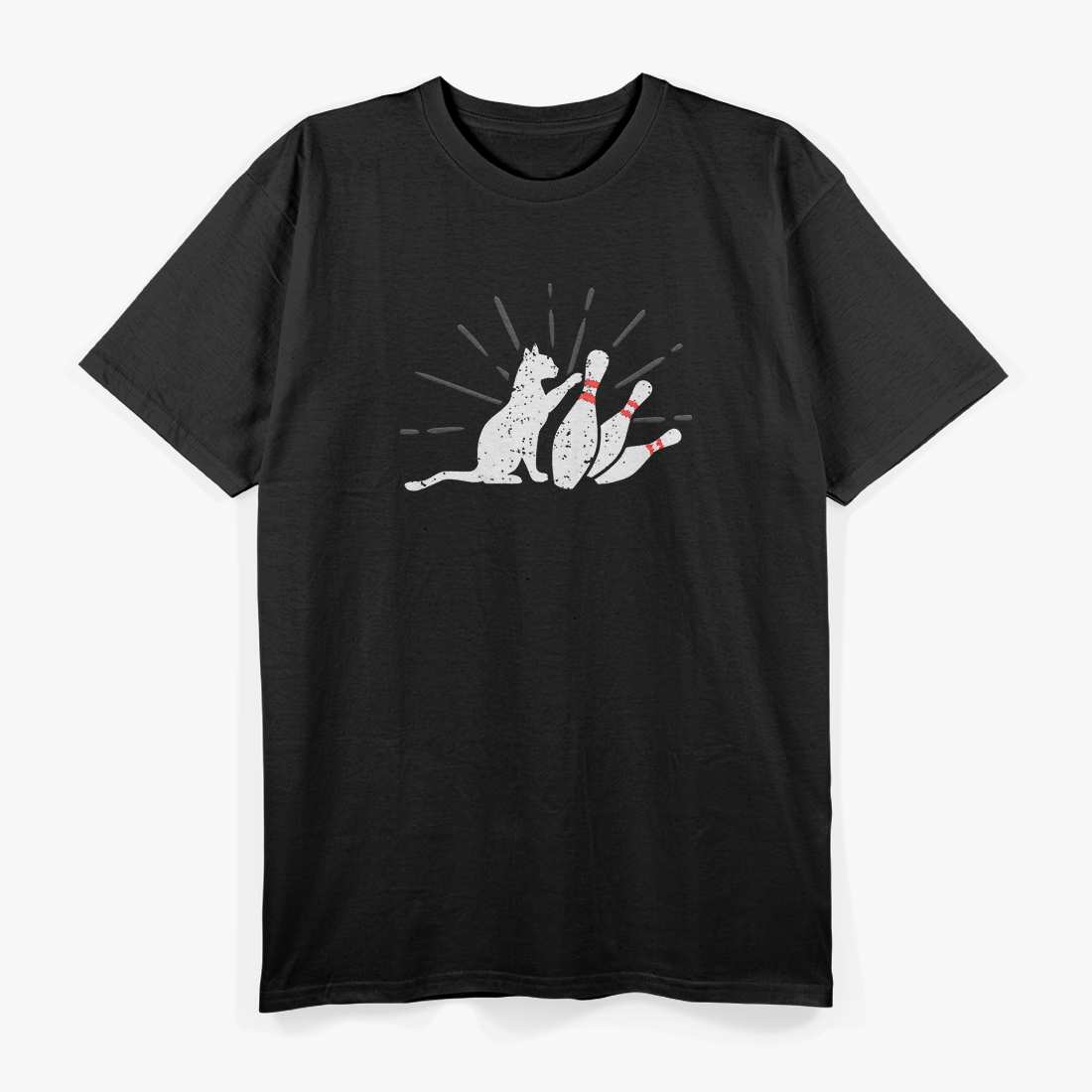 Funny Cat Bowling Pins Hilarious Pet Lover Humor T-Shirt