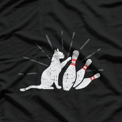 Funny Cat Bowling Pins Hilarious Pet Lover Humor T-Shirt