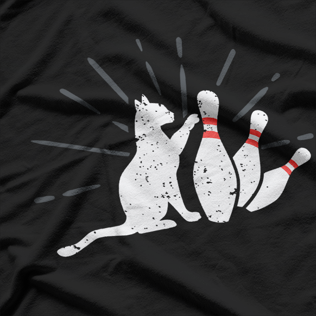 Funny Cat Bowling Pins Hilarious Pet Lover Humor T-Shirt