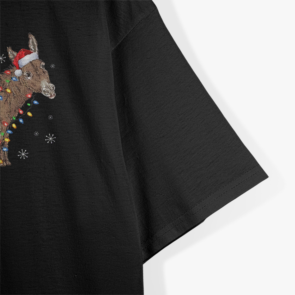 Donkey Christmas Sweater Santa Lights Funny Holiday T-Shirt