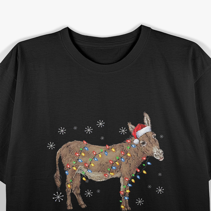 Donkey Christmas Sweater Santa Lights Funny Holiday T-Shirt