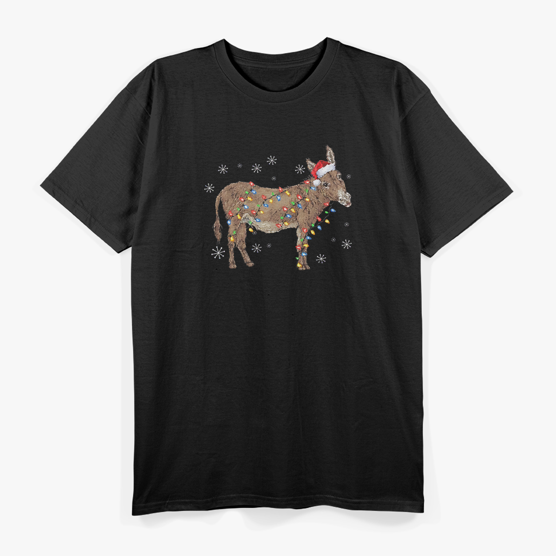 Donkey Christmas Sweater Santa Lights Funny Holiday T-Shirt