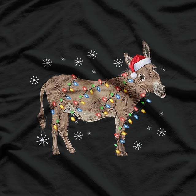 Donkey Christmas Sweater Santa Lights Funny Holiday T-Shirt