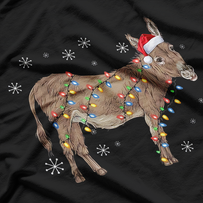 Donkey Christmas Sweater Santa Lights Funny Holiday T-Shirt