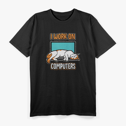 Funny Cats Work on Computers T-Shirt