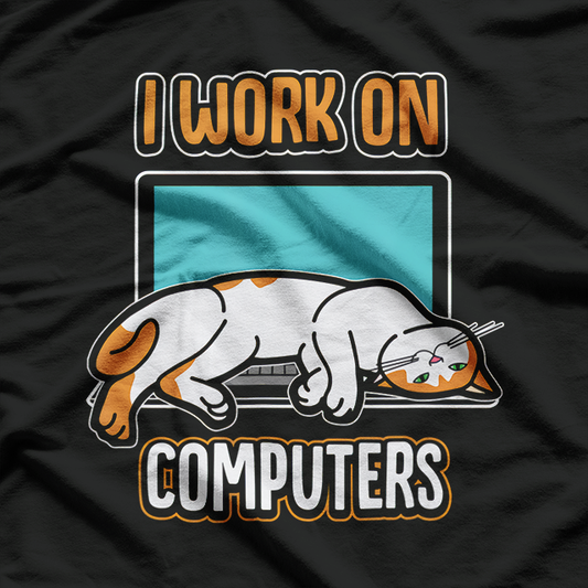 Funny Cats Work on Computers T-Shirt