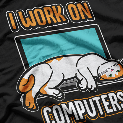 Funny Cats Work on Computers T-Shirt