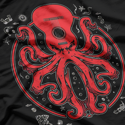 Octopus Playing Guitar Kraken Electric Bass Music T-Shirt