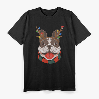 Christmas Dog with Reindeer Antlers T-Shirt