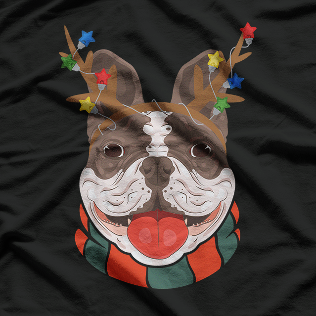 Christmas Dog with Reindeer Antlers T-Shirt