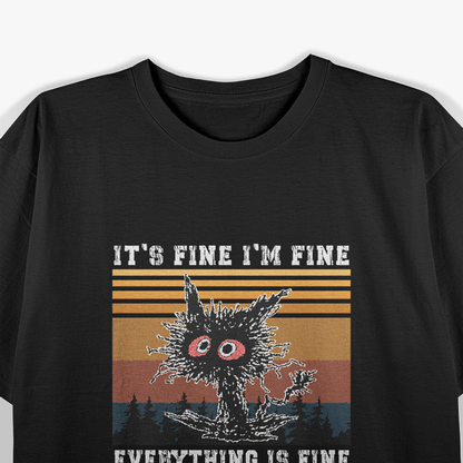 It’s Fine, I’m Fine, Everything’s Fine – Cute Angry Cat Meme Retro T-Shirt