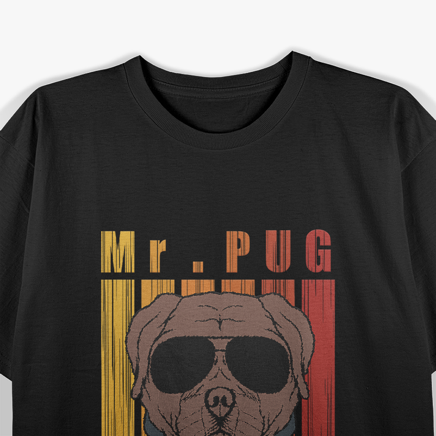 Mr. Pug Retro Vintage Funny Dog Lover Aesthetic T-Shirt