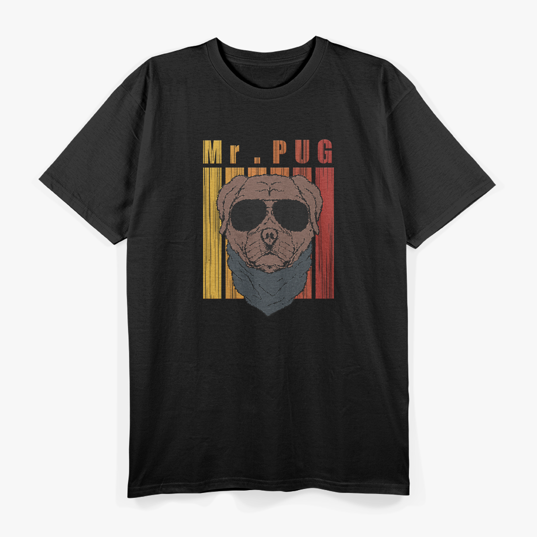 Mr. Pug Retro Vintage Funny Dog Lover Aesthetic T-Shirt