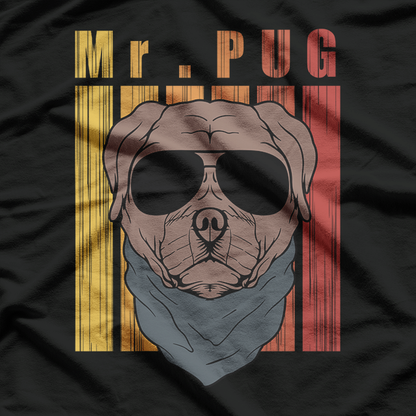 Mr. Pug Retro Vintage Funny Dog Lover Aesthetic T-Shirt