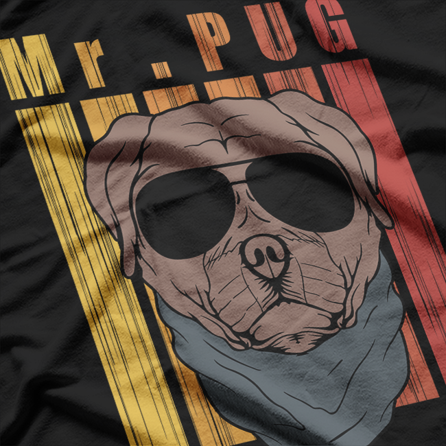 Mr. Pug Retro Vintage Funny Dog Lover Aesthetic T-Shirt